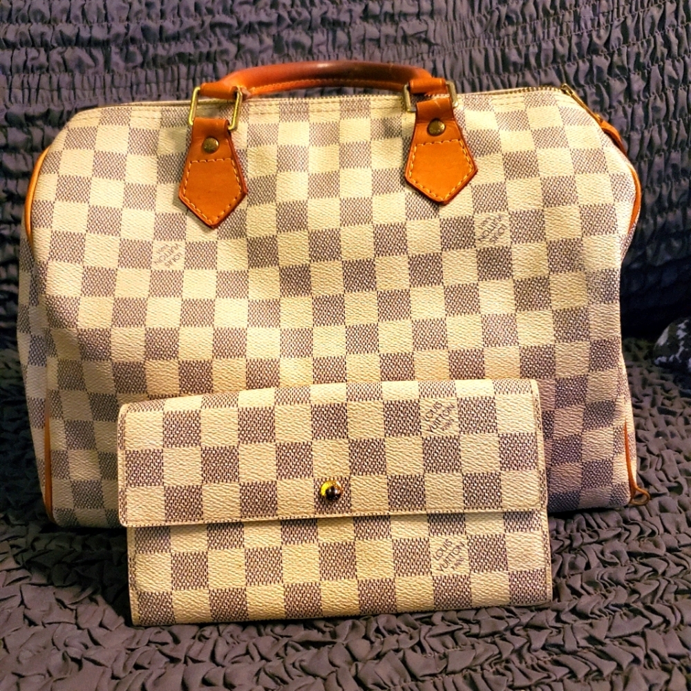 Louis Vuitton Azur Speedy 30 with matching wallet